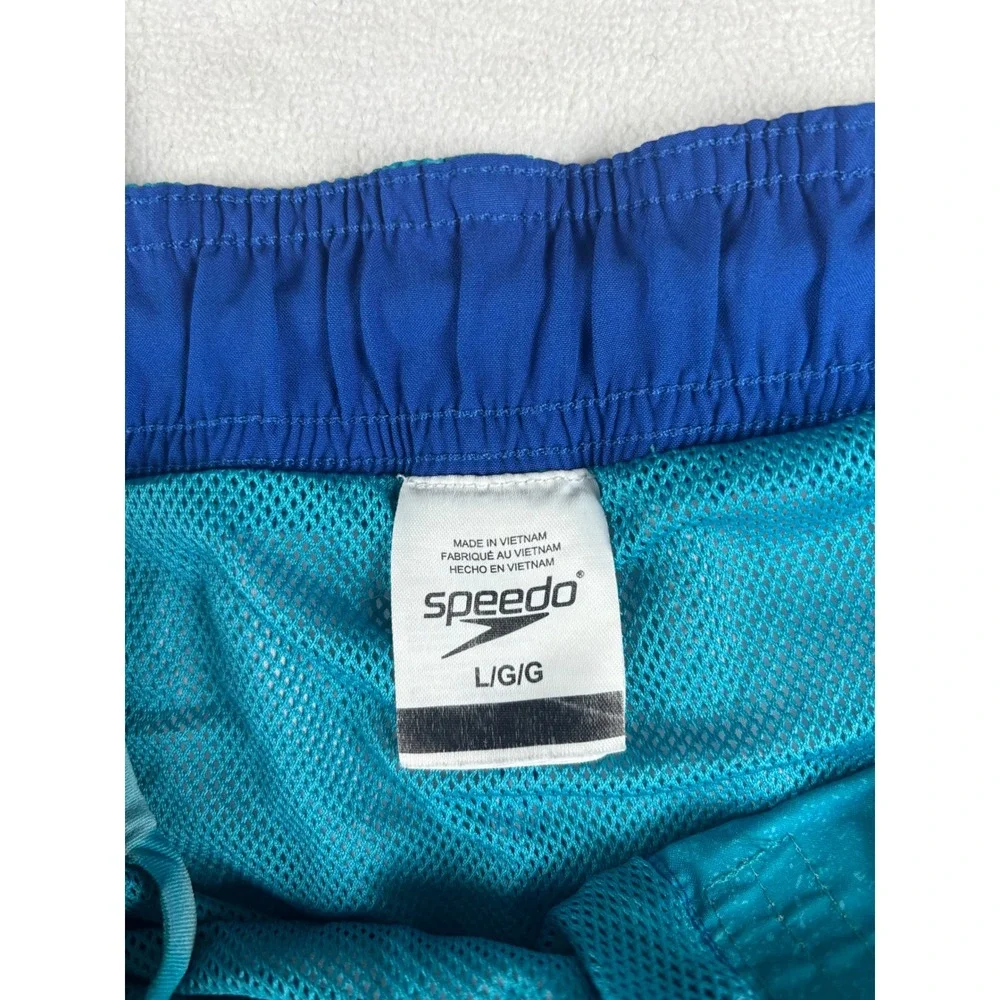 Speedo Mens Board Shorts Blue Ombre Gradient Mesh‎ Lined Swim Trunks Size Large